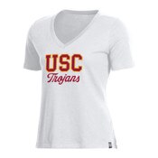 USC Trojans Women's Under Armour White Performance Cotton V-Neck T-Shirt